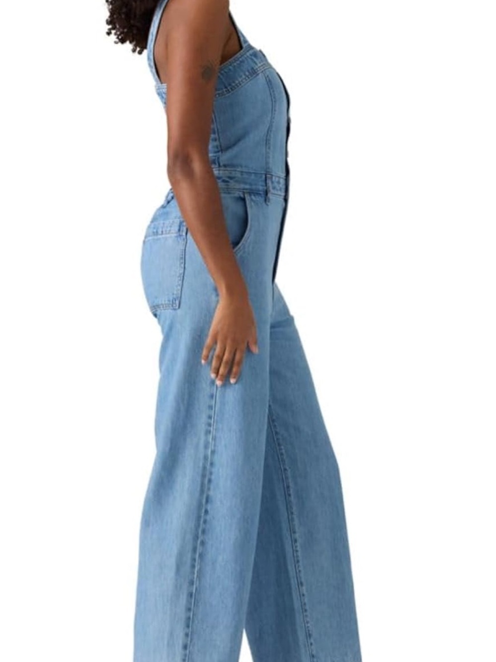 Levi's Light Blue Denim Wide-Leg Overalls